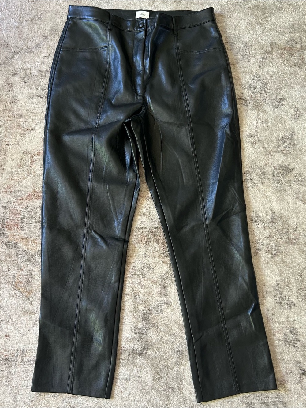 Wilfred Black Faux Leather Zip-Front Pants